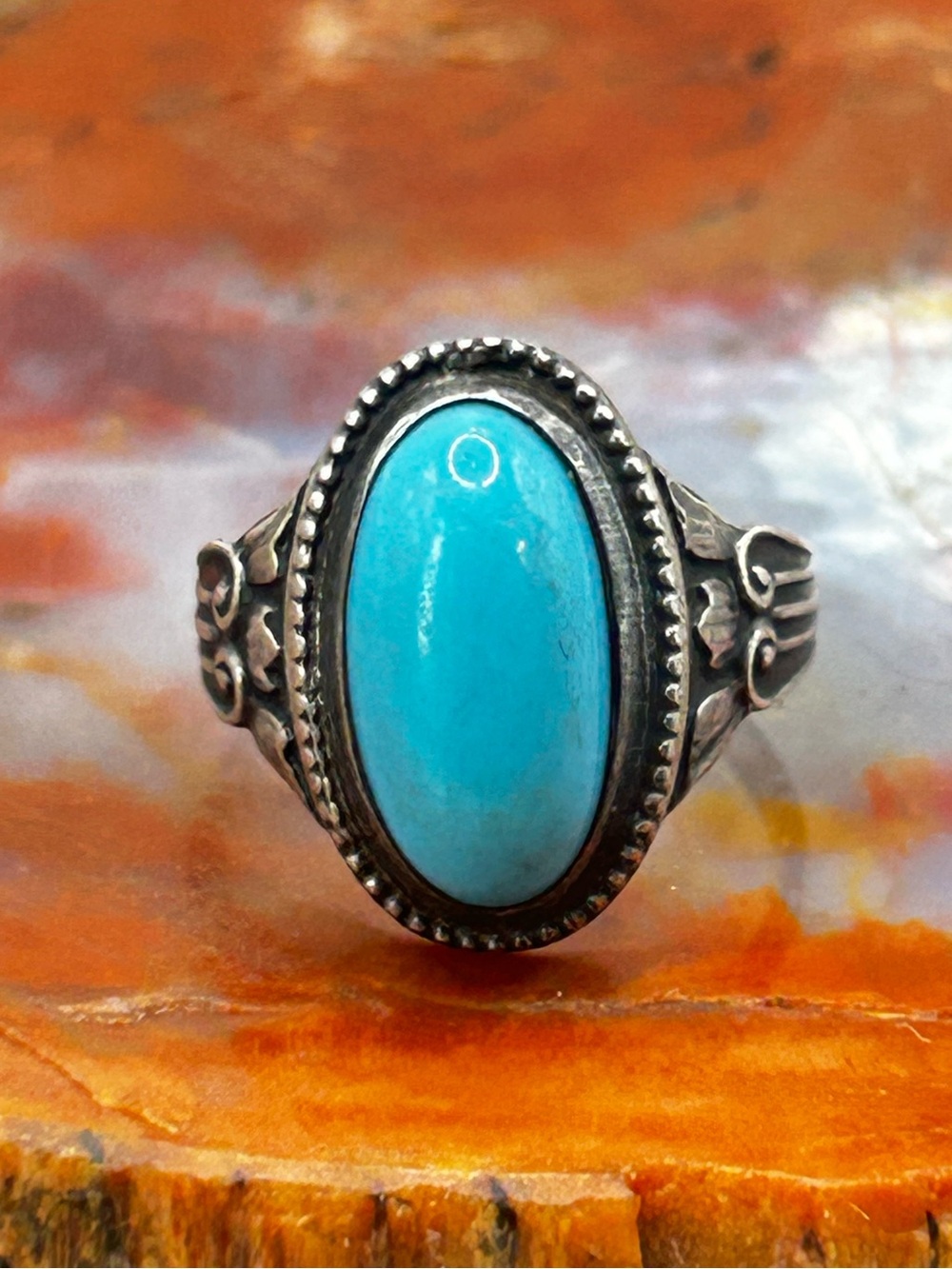 Southwest Sterling Silver Turquoise Ring - Size 6